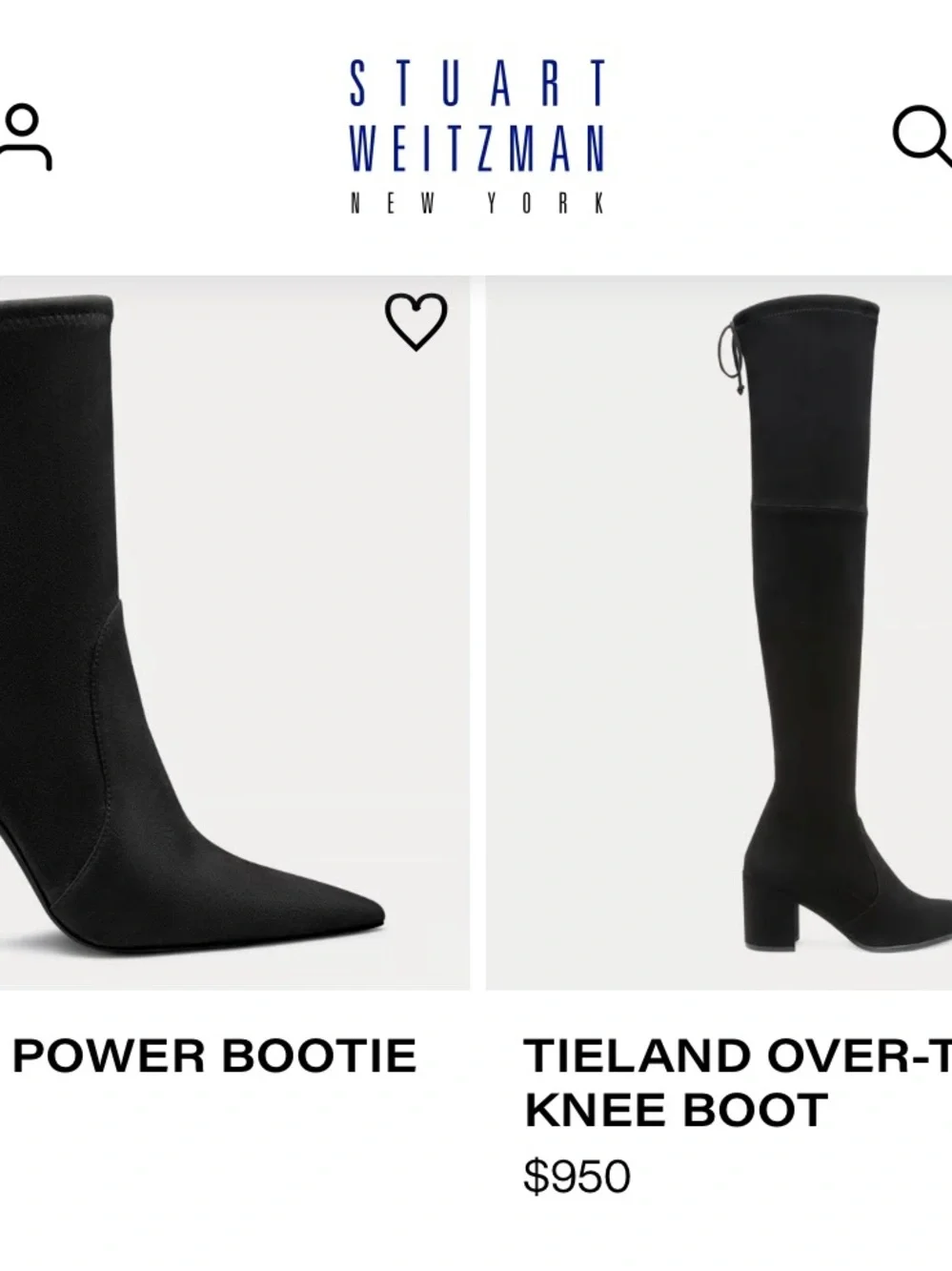 Stuart Weitzman Tie Womens Over-the-Knee Low Heel Boots in Black Stretch Suede 6